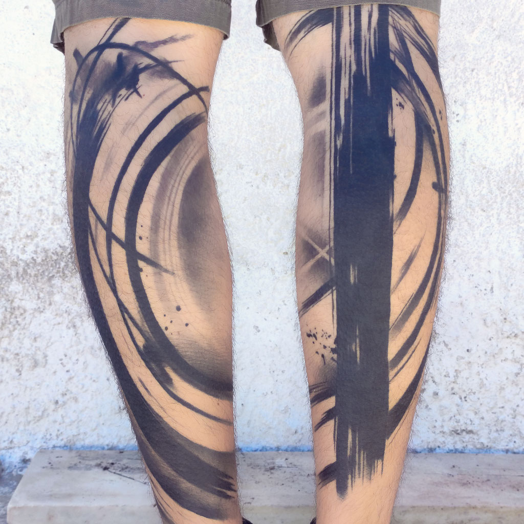 Abstract freehand watercolor tattoo
