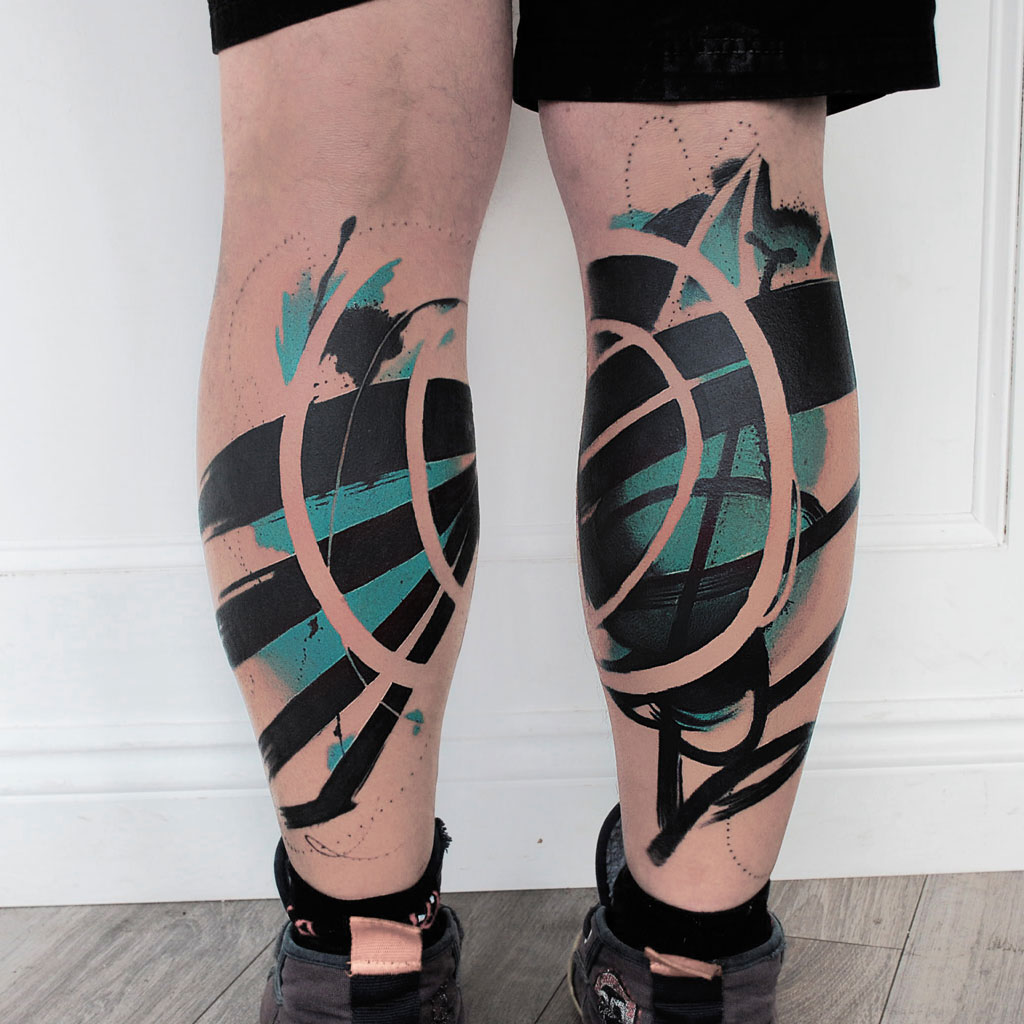 Abstract freehand watercolor tattoo
